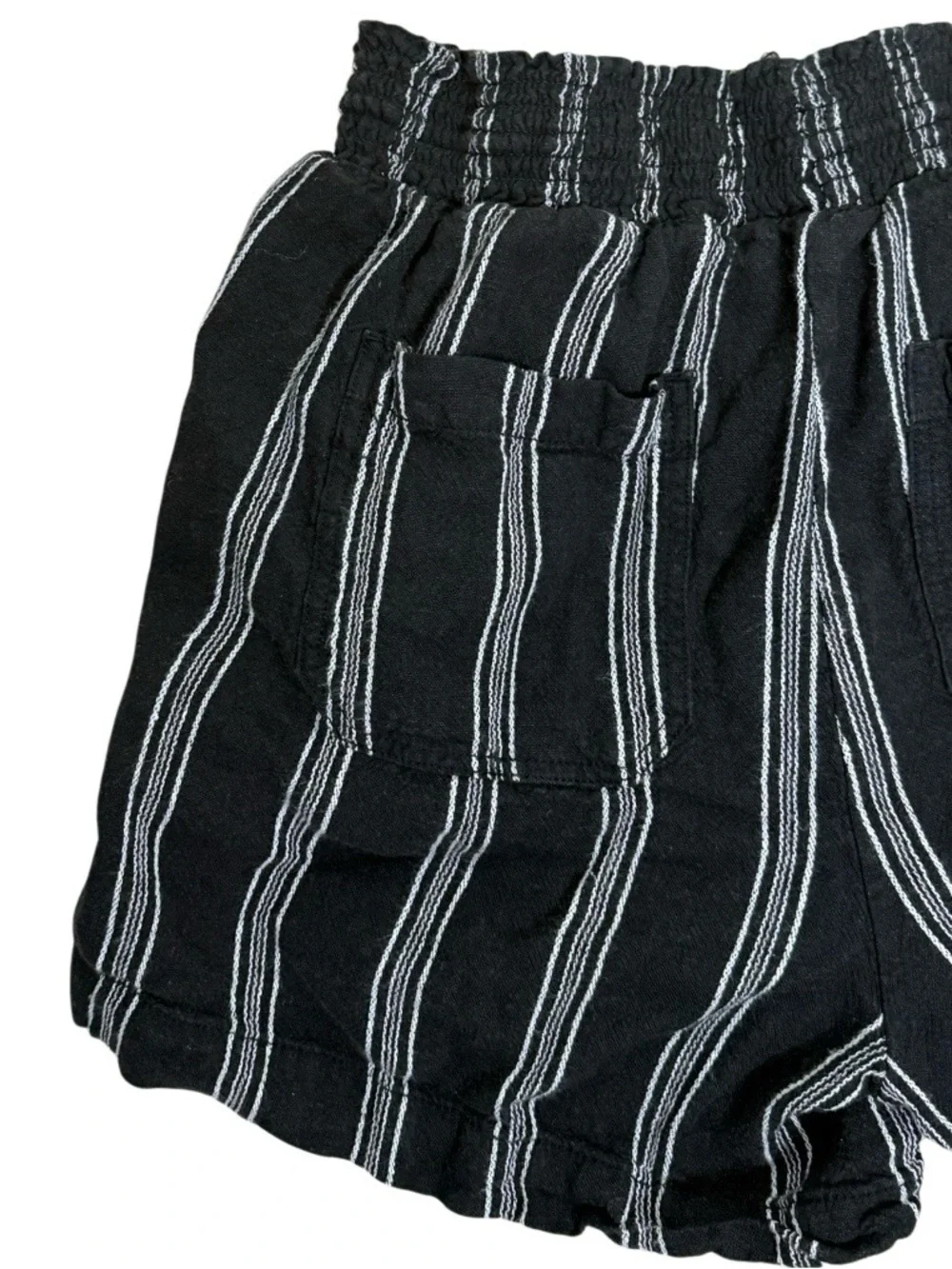 Briggs New York Black & White Striped High-Waist Drawstring Shorts Size M